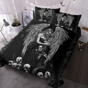 3 Pcs Of Dark Angel Skull Themed Printed Bedding Series Suitable For All Seasons