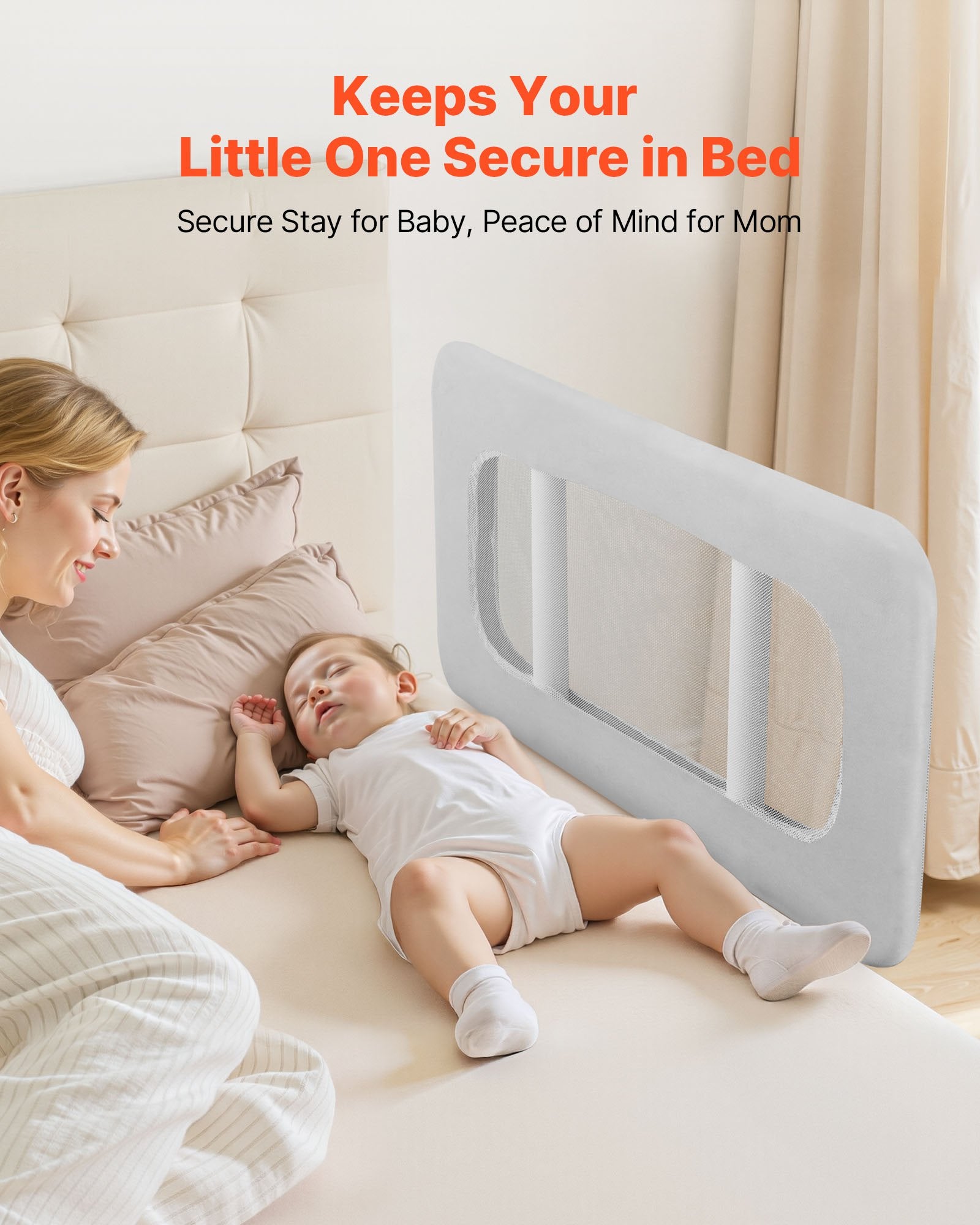 Toddler Bed Rail, Kids Beds Guard Rail With Reinforced Iron Pipe And Oxford Cloth, Adjustable Height Bed Side Railing, P