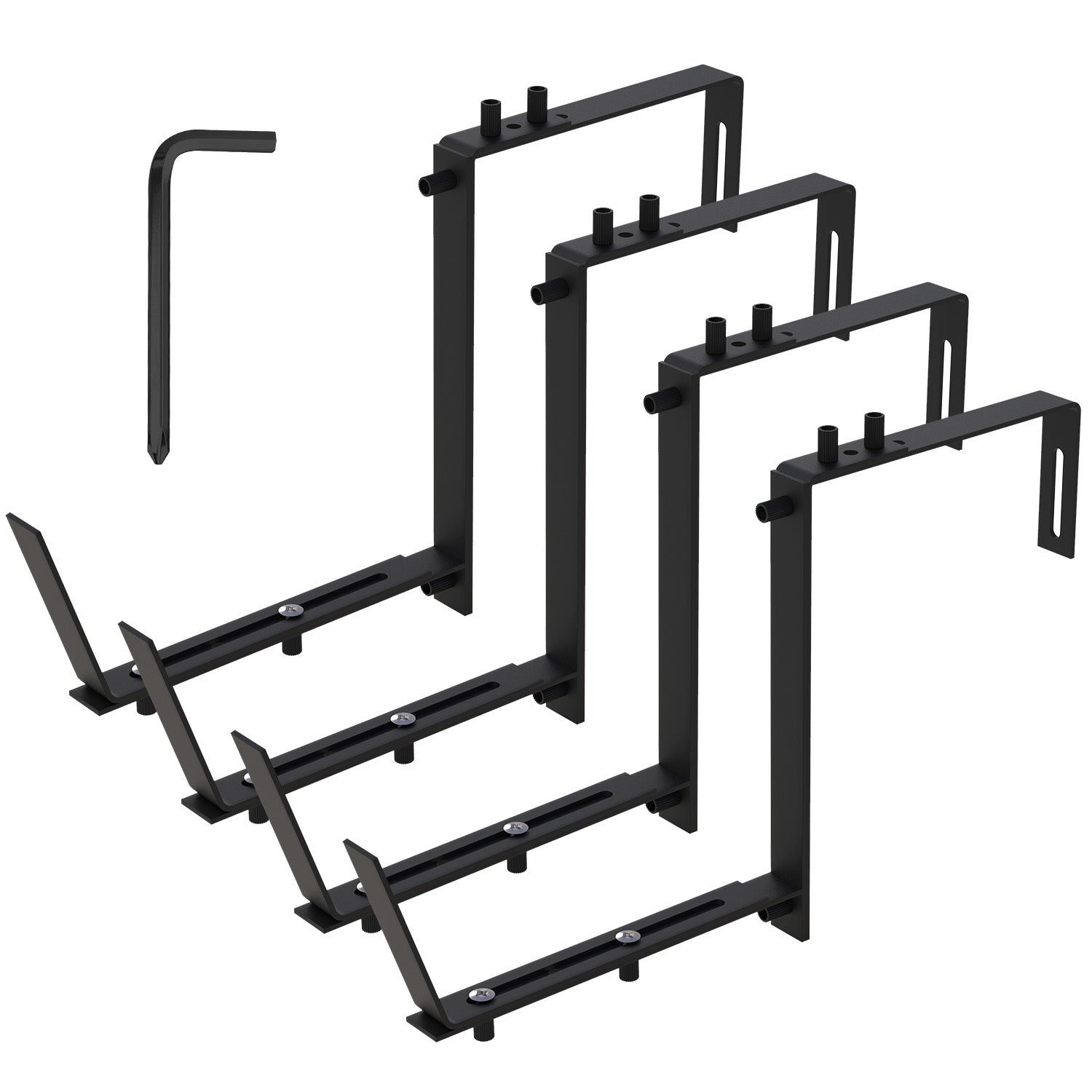 4Pcs Per Set Adjustable Planter Box Brackets Flower Box Holders Window Boxes Planters Hooks No Drill Railing Planter Mou