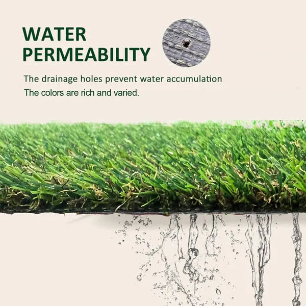 6.5ft X 15ft Artificial Turf 0.8' Mat With Drainage Holes. Fake Grass With Rubber Backing, Economical And Ideal For Indoor & Outdoor Pet Areas, Garden, Lawn, Patio & Balcony Decor