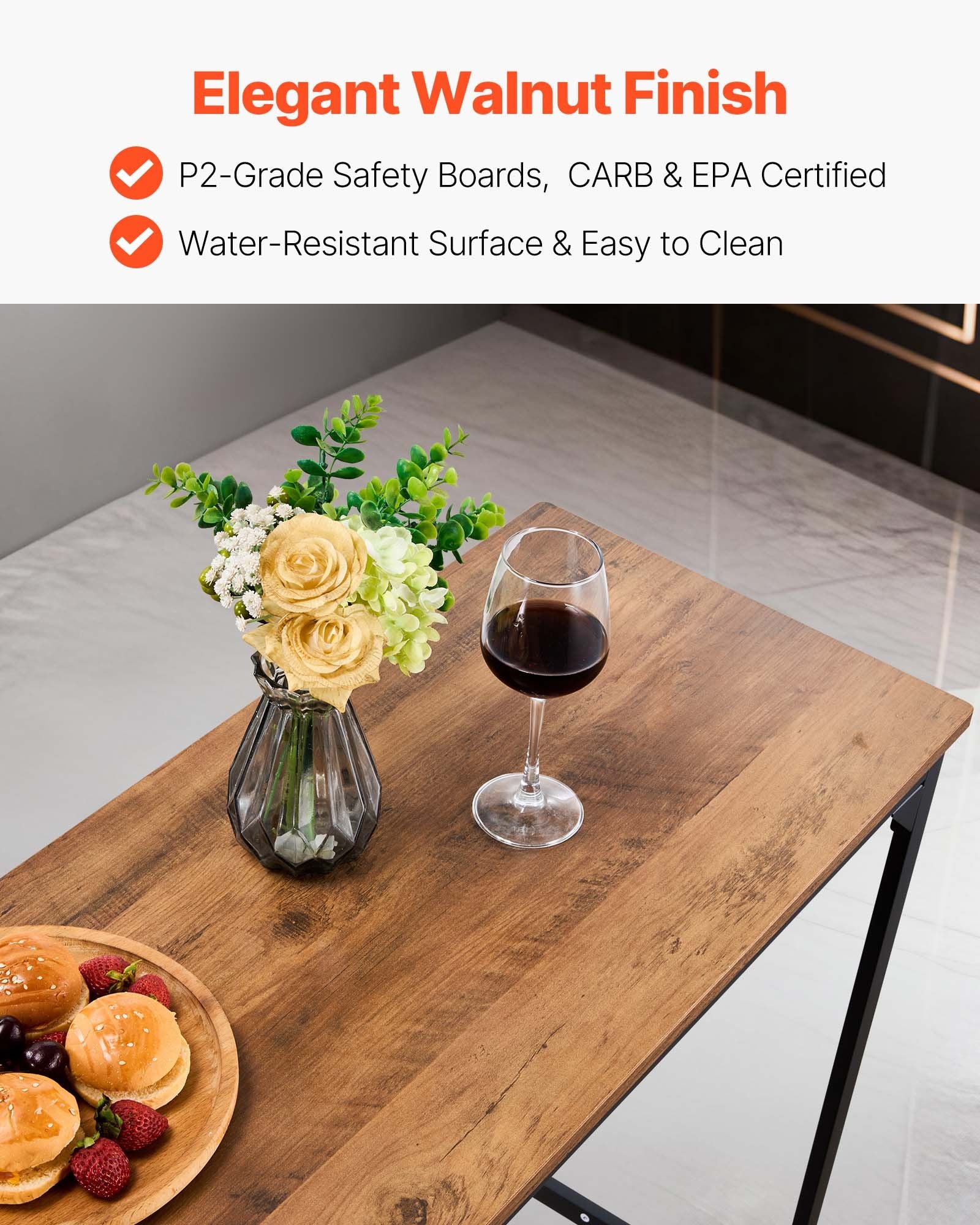 Bar Table, 1PCS 53″ Kitchen Bar Table, Tall Dining Tables With Rounded Edge, Rectangular High Top Kitchen Tables For Bal