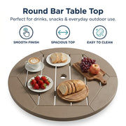 3-Piece Antique Wood HDPE Indoor Outdoor Bar Height Bistro Set, 31.1  Round Pub Table With 2 Bar Stools, All-Weather Pat