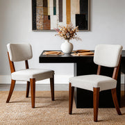 Modern Armless Dining Chairs Set Of 2, Beige, Contemporary Side Chairs With Wood Legs   Versatile Accent Chairs For Dini