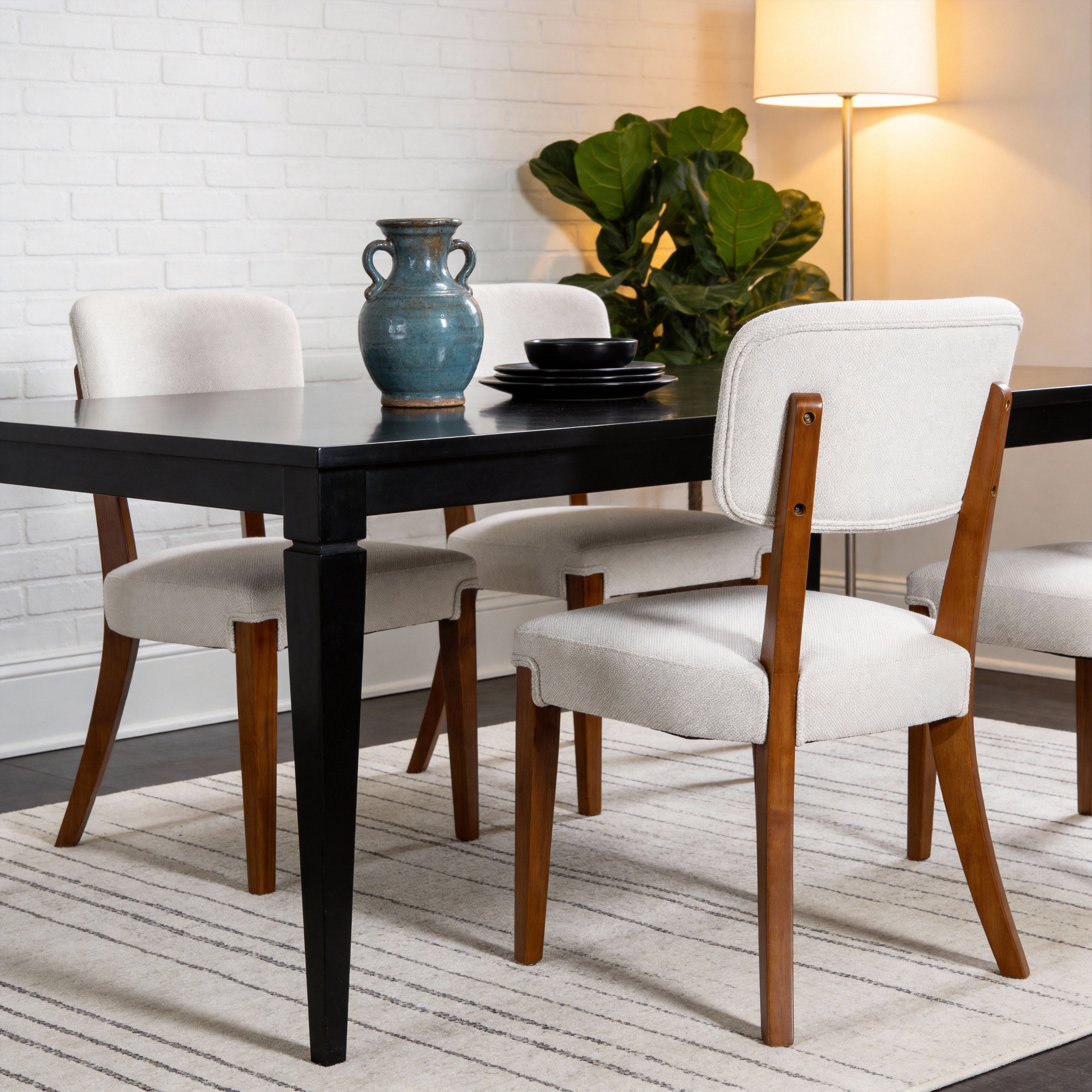 Modern Armless Dining Chairs Set Of 2, Beige, Contemporary Side Chairs With Wood Legs   Versatile Accent Chairs For Dini