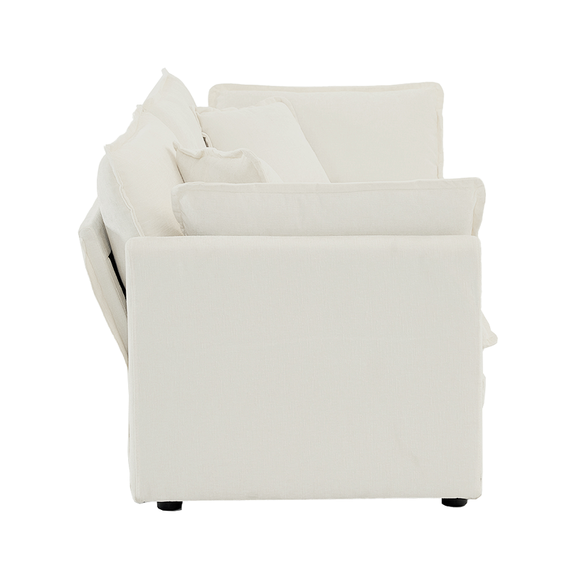 Modern Fabric Double Sofa With 4 Pillows