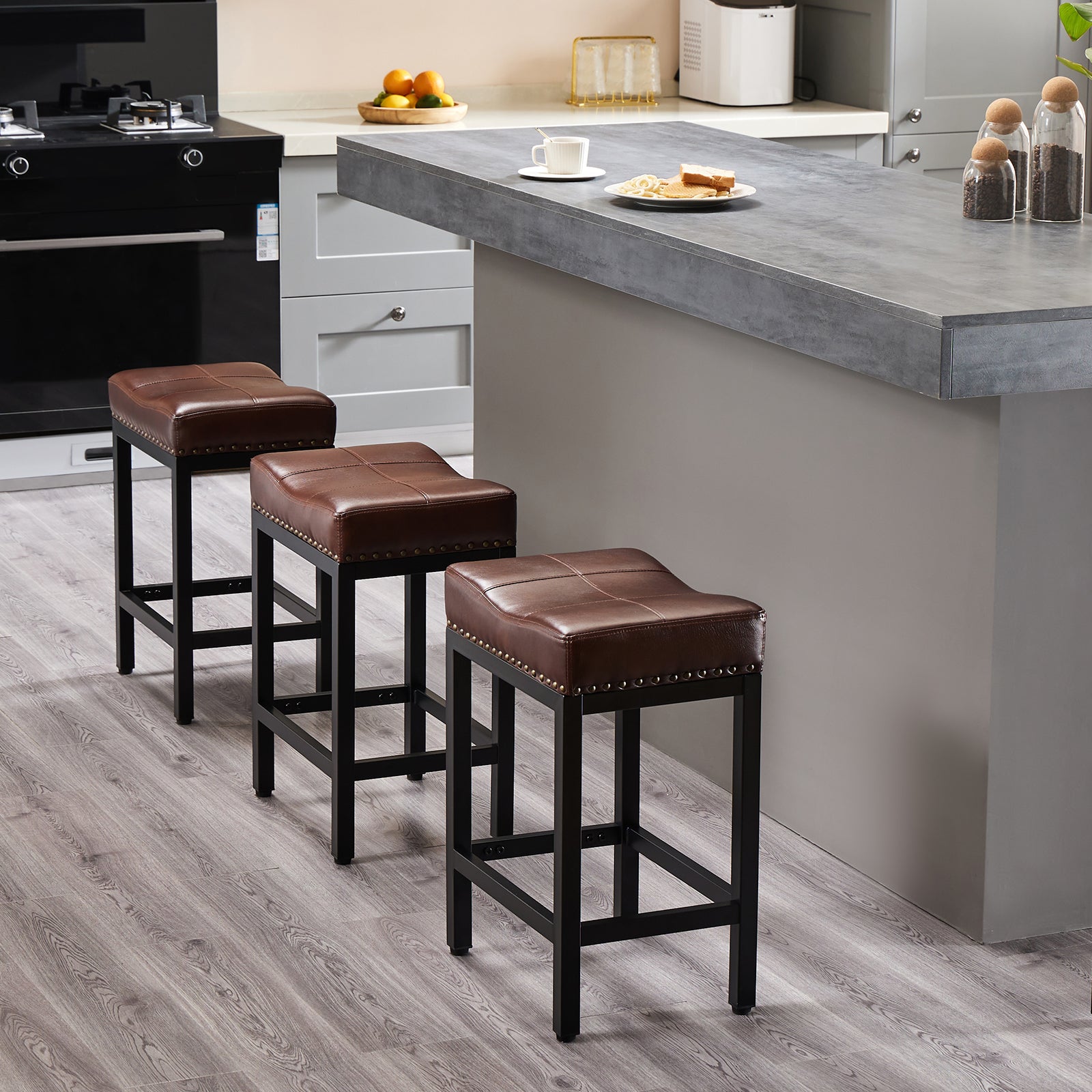 Saddle Bar Stool Kitchen Stools, Sturdy Steel Frame