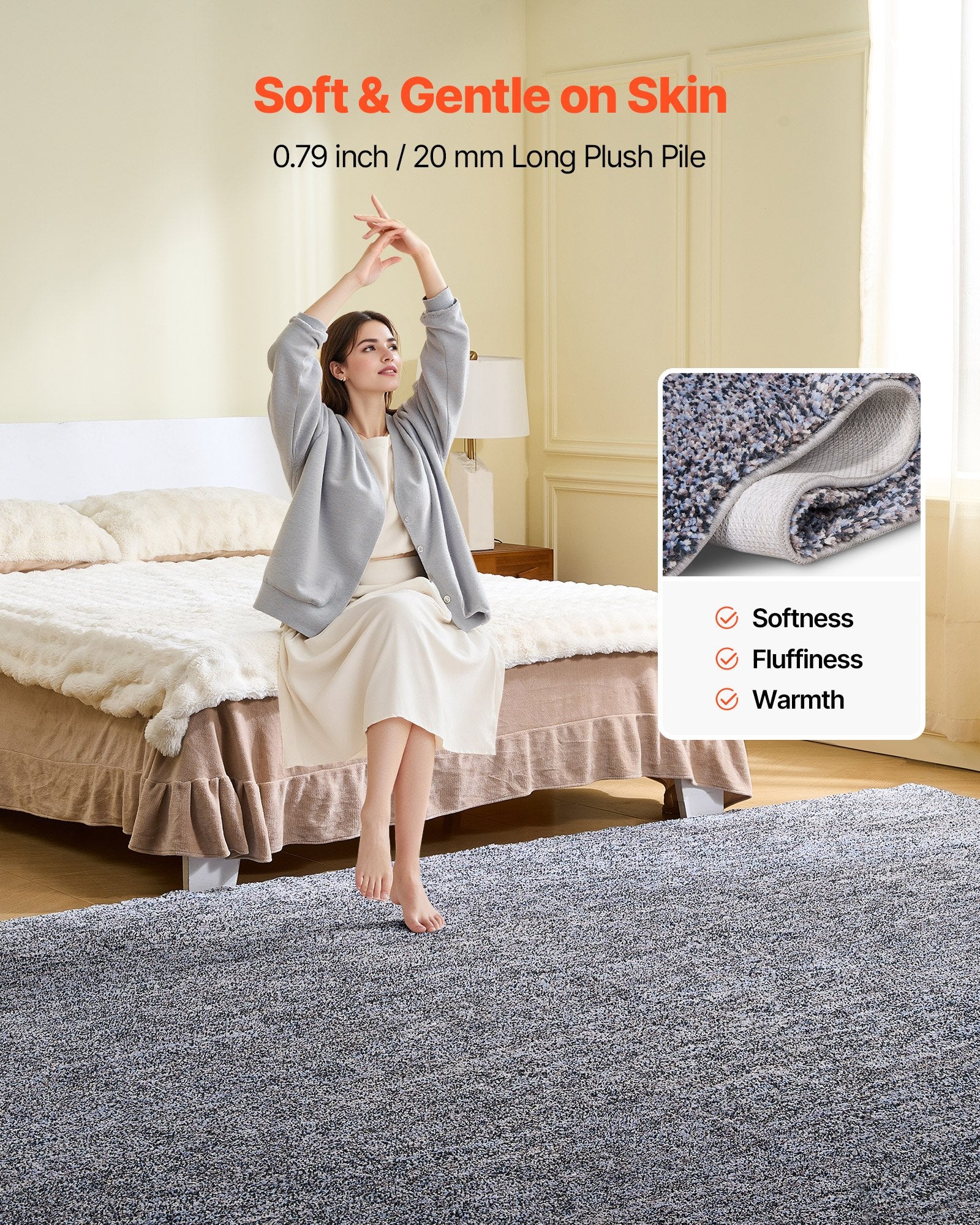 Indoor Plush Area Rugs, 9 X 12 Ft Plush Carpet, Area Rugs Furry With Long Plushs Pile, Thick & Durable High-Pile Rug For
