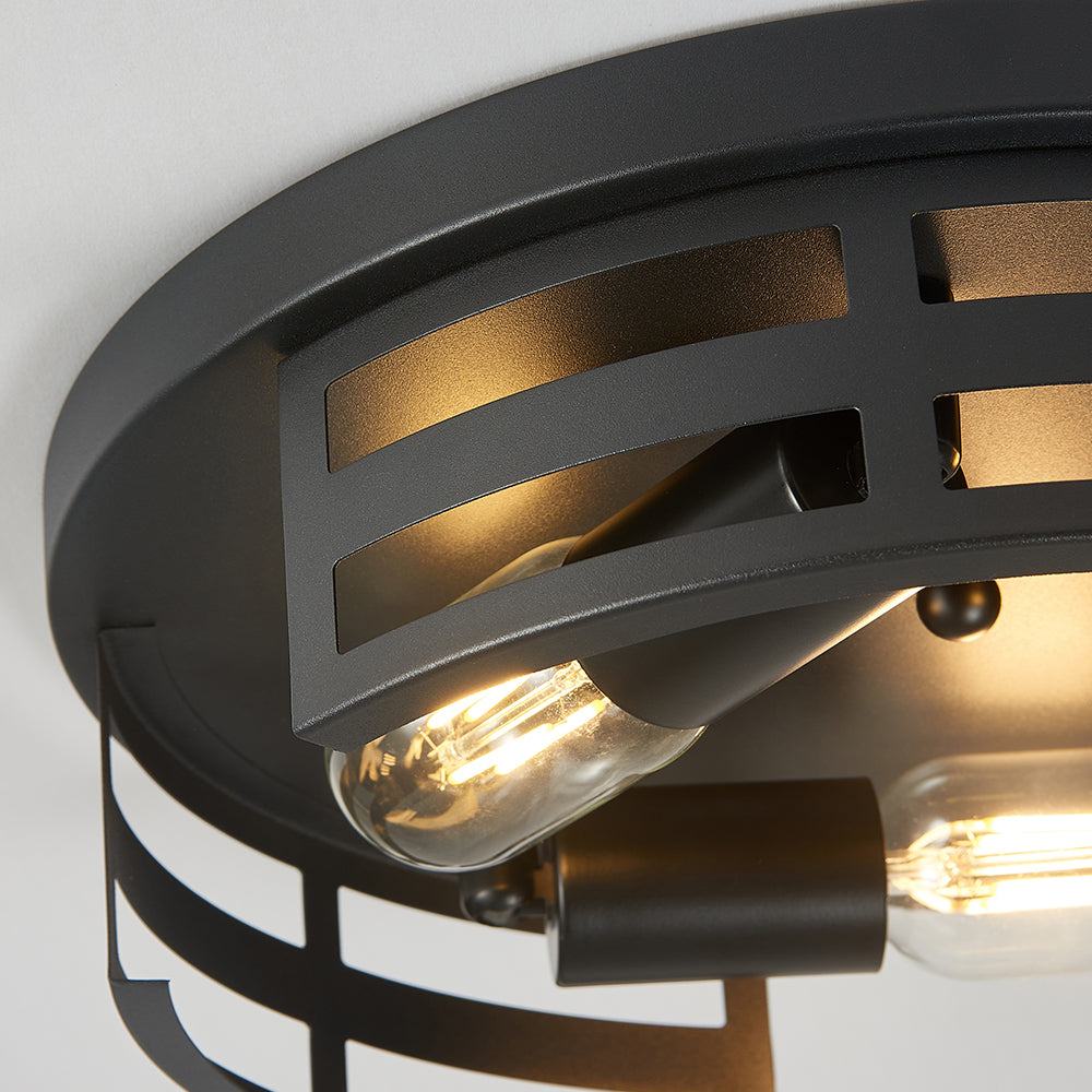2-Light Black Flush Mount Ceiling Light Fixture,13 In Light Fixtures Ceiling Mount For Hallway,Hall,Kitchen,Farmhouse  2