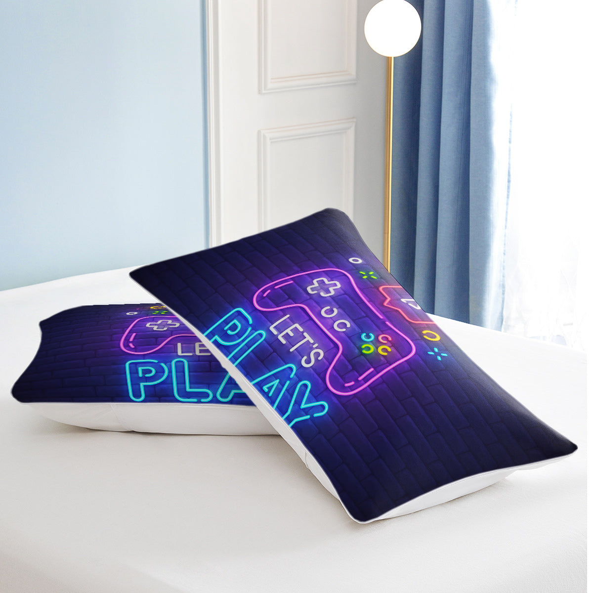 Gaming Duvet Cover Set Twin Full Queen King Size Video Game Controller Bedding Set, Boys Video Games Comforter Cover Wit
