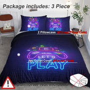 Gaming Duvet Cover Set Twin Full Queen King Size Video Game Controller Bedding Set, Boys Video Games Comforter Cover Wit