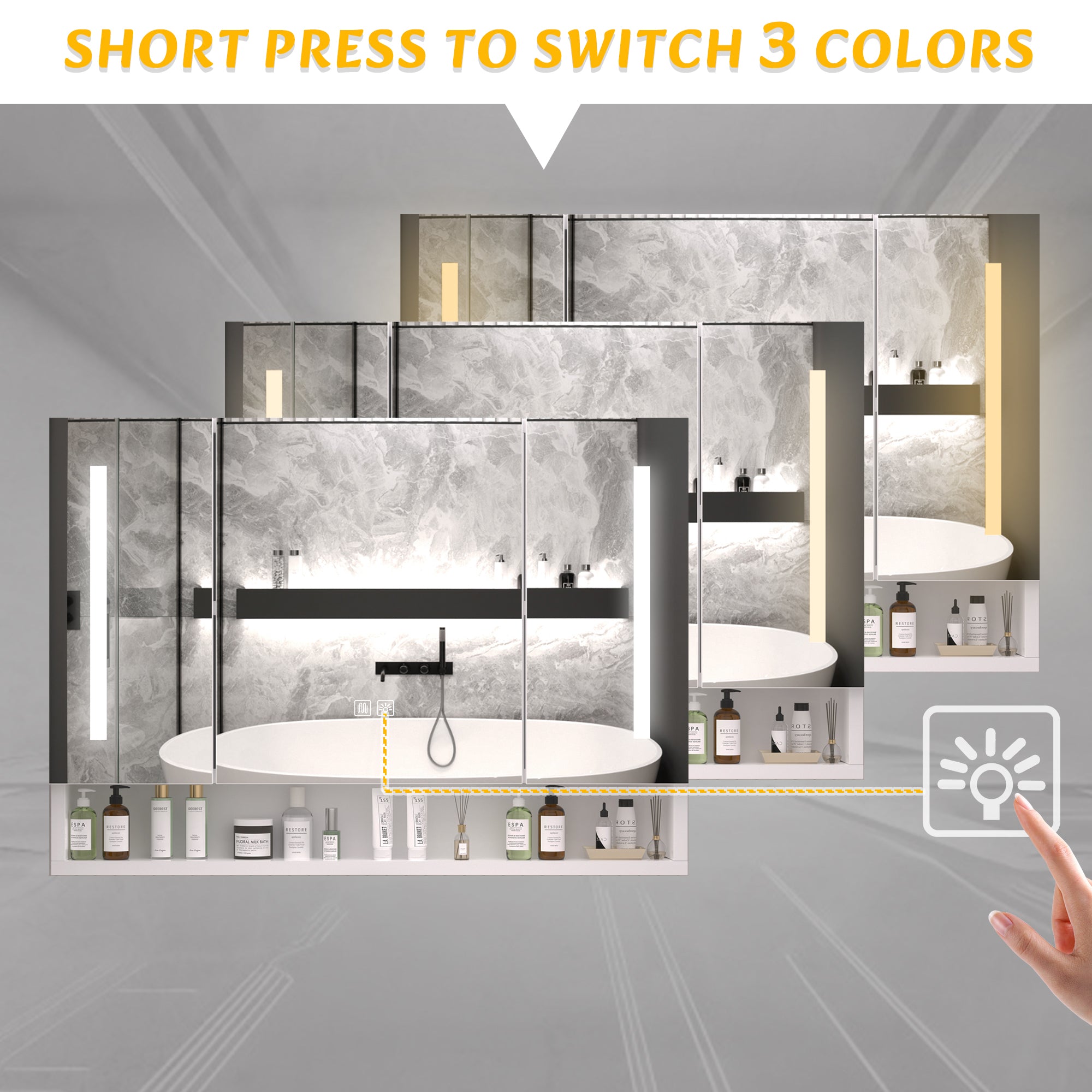 Modern 39x28 Inches Aluminium Bathroom Cabinets  Medicine Cabinets With Mirrors And LED Lights  Bathroom Storage Cabinet
