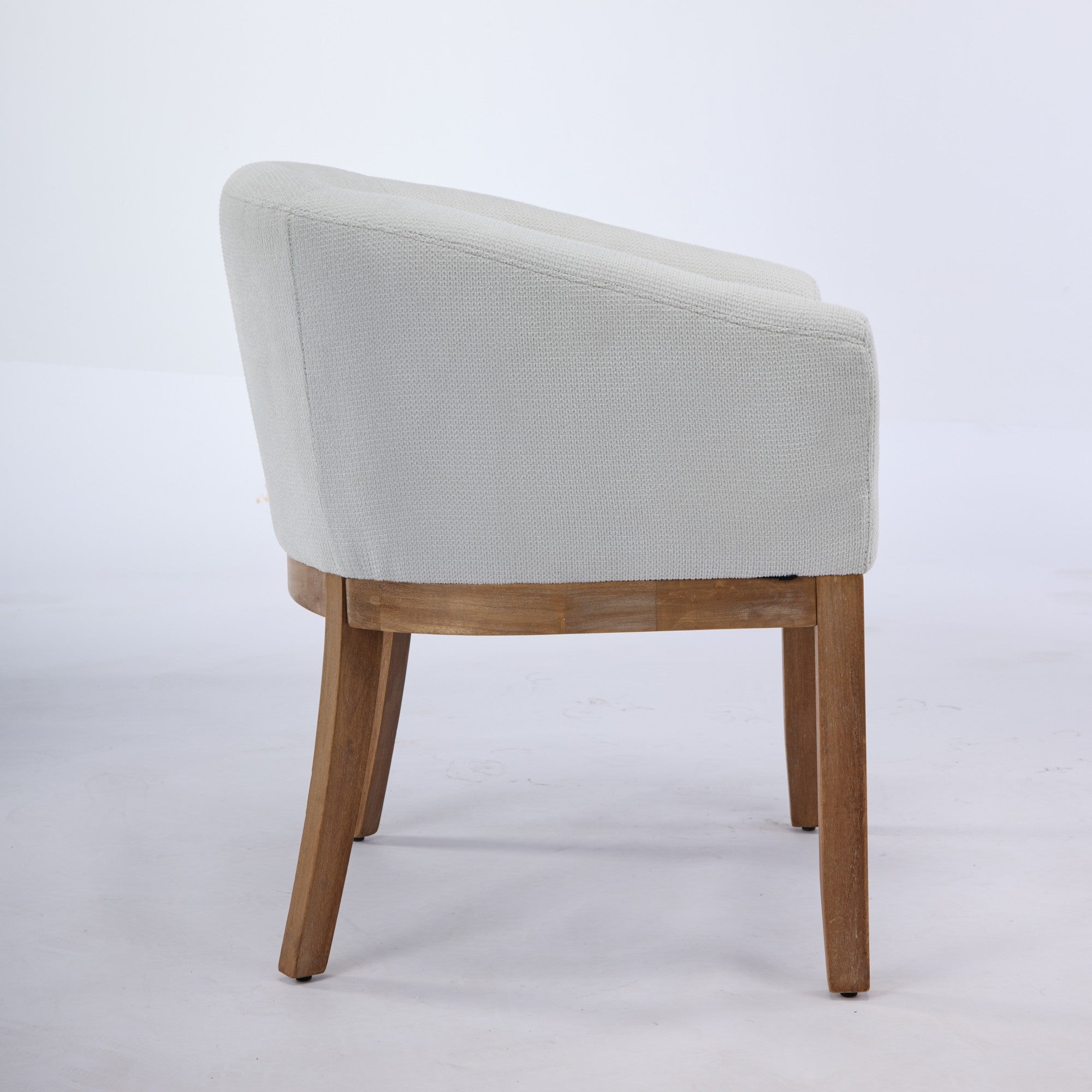 Mid Century Modern Upholstered Barrel Dining Chairs With Arms,Farmhouse Linen Kitchen & Dining Room Chairs With Natural
