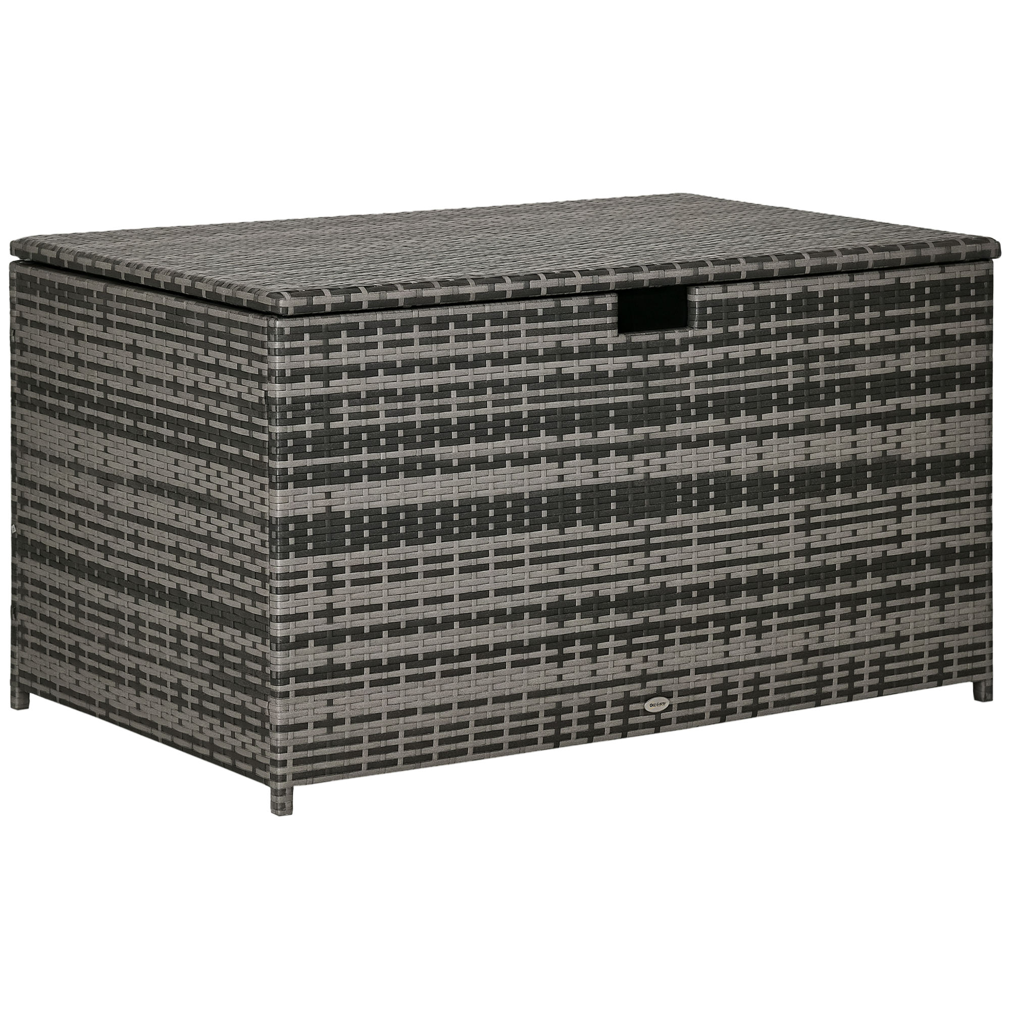 113 Gallon Outdoor Storage Box, Rattan Deck Box for Indoor, Patio Furniture Cushions, Pool Garden Tools, Dark Gray